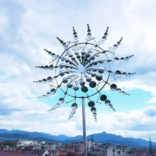 Metal Garden Windmill - Dual Motion Decorative Wind